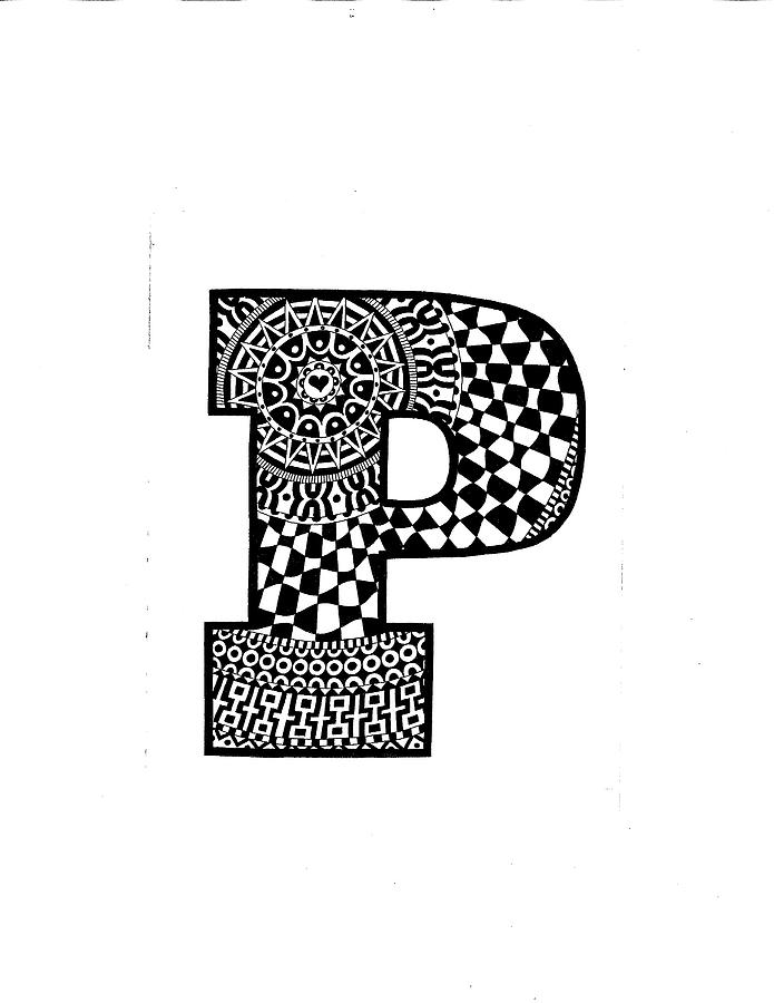 Monogram Mixed Media - Alphabet P by Siobhan