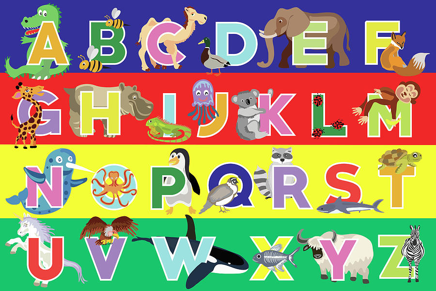 Animal Mixed Media - Alphabet Puzzle by Erin Clark