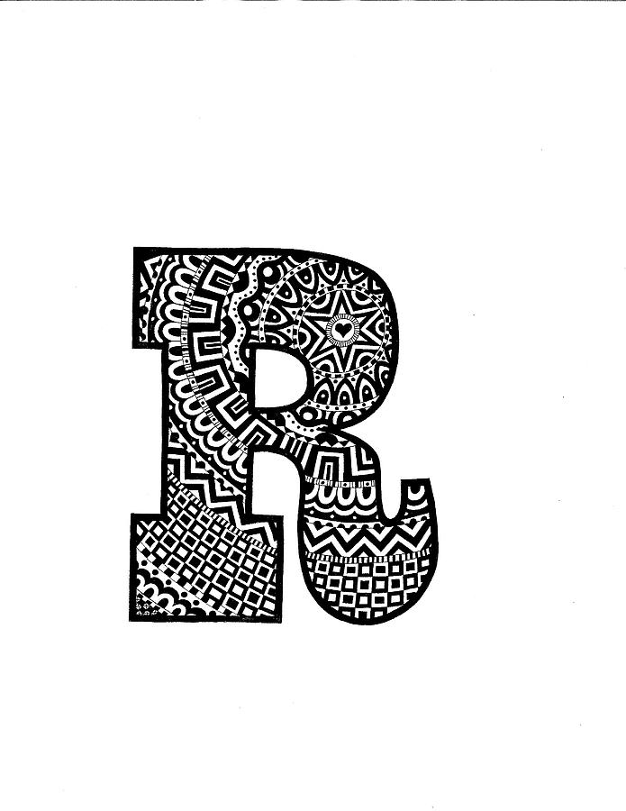 Monogram Mixed Media - Alphabet R by Siobhan