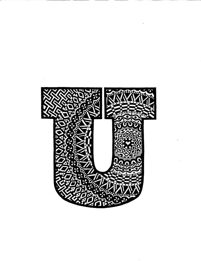 Monogram Mixed Media - Alphabet U by Siobhan