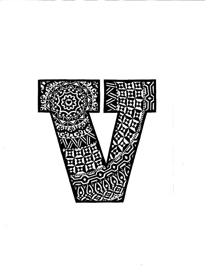Monogram Mixed Media - Alphabet V by Siobhan
