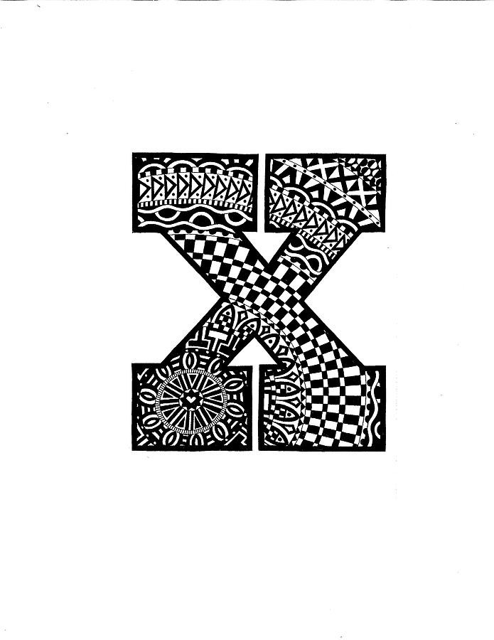 Monogram Mixed Media - Alphabet X by Siobhan