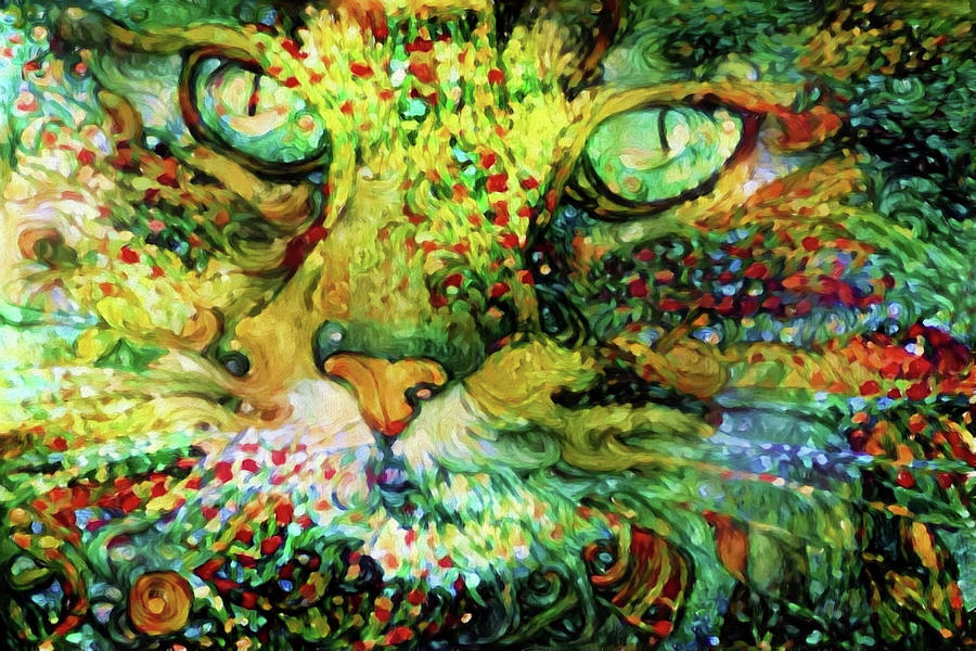 Alphy Cat Color Blast Digital Art by Peggy Collins