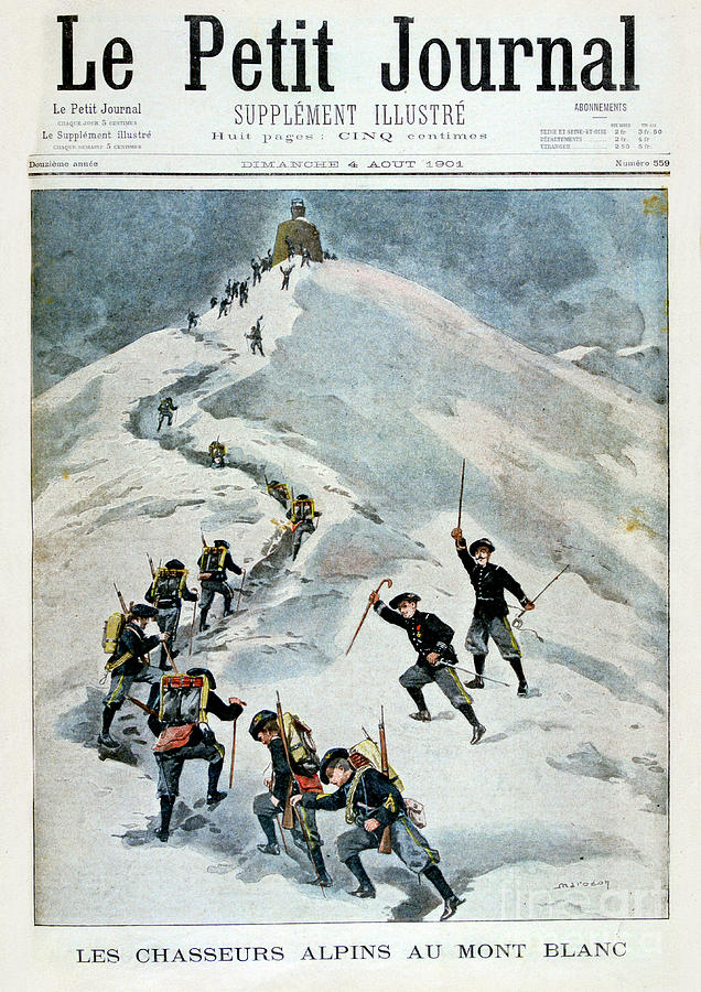 Alpine Hunters On Mont Blanc, 1901 Drawing by Print Collector