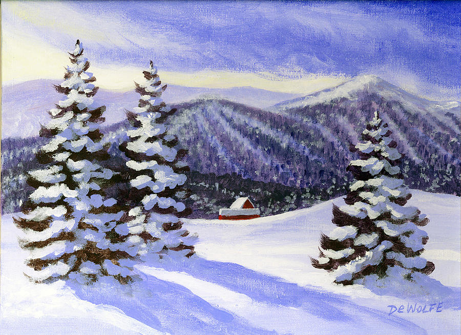 Alpine Winter Sketch Painting