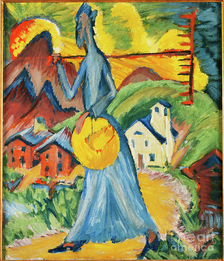 Alpleben, Triptych; Alpleben, Tryptychon, 1918 Painting by Ernst Ludwig Kirchner