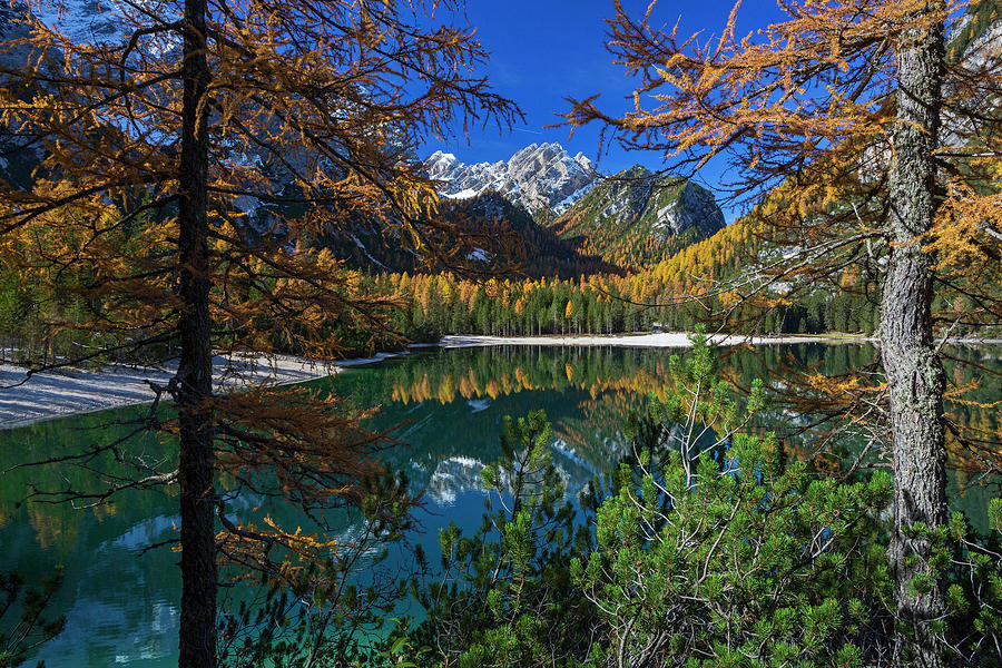 Alps, Dolomites, Lake Braies, Italy Digital Art by Hp Huber