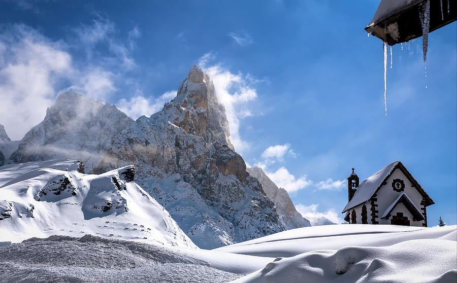 Winter Digital Art - Alps, Dolomites, Passo Rolle, Italy by Francesco Russo