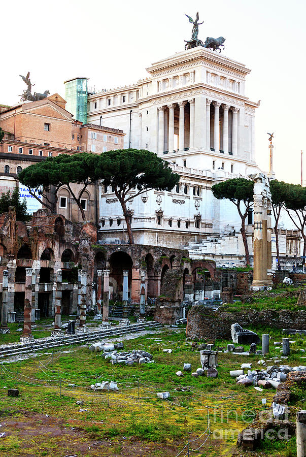 Altare della Patria from Trajans Forum in Rome Photograph by John Rizzuto