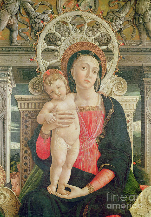 Altarpiece Of St Zeno Of Verona, Detail Of The Central Panel Depicting The Virgin And Christ Child Painting by Andrea Mantegna