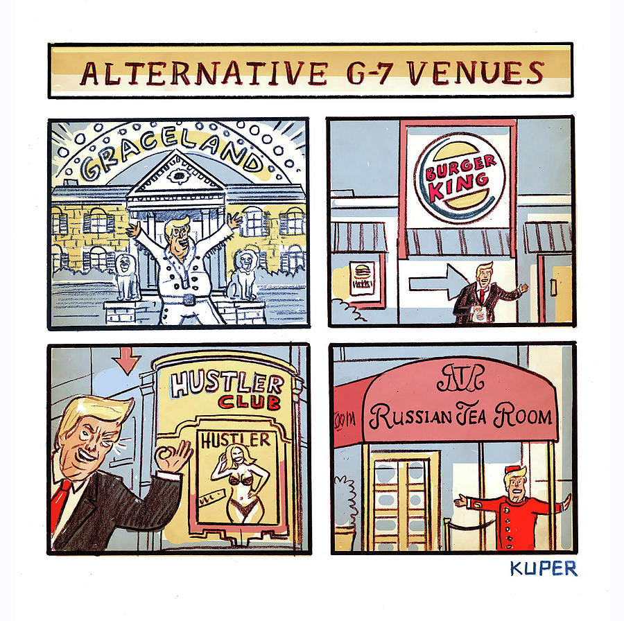 Alternative G-7 Venues Drawing by Peter Kuper