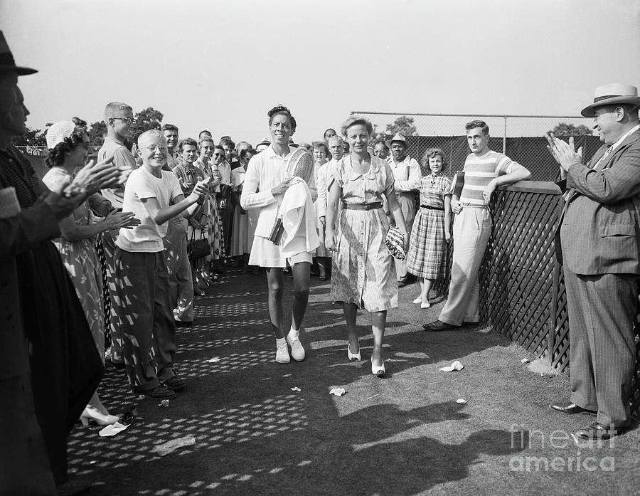 Althea Gibson And Alice Marble On Court Photograph by Bettmann