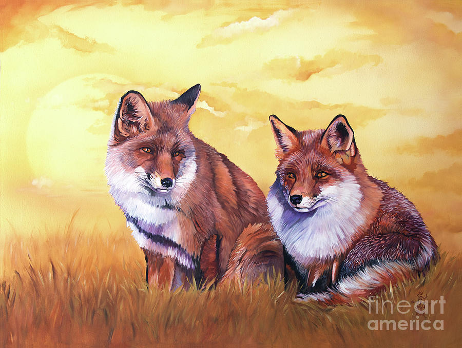 Fox Painting - Always and Forever by J W Baker