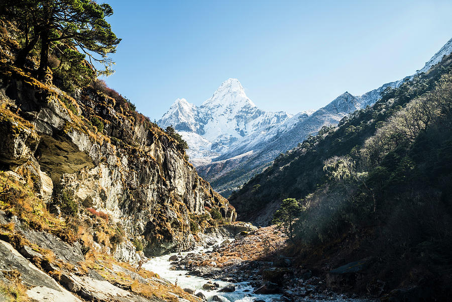 Nature Digital Art - Ama Dablam Mountain On Mount Everest Trek, Nepal by John Philip Harper