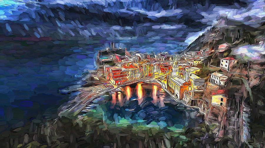 Amalfi Coast On Night - Italy Painting