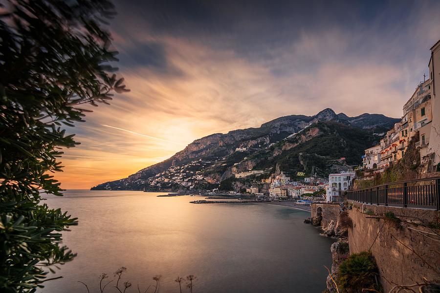 Architecture Photograph - Amalfi, Italy Coastal Town Skyline by Sean Pavone