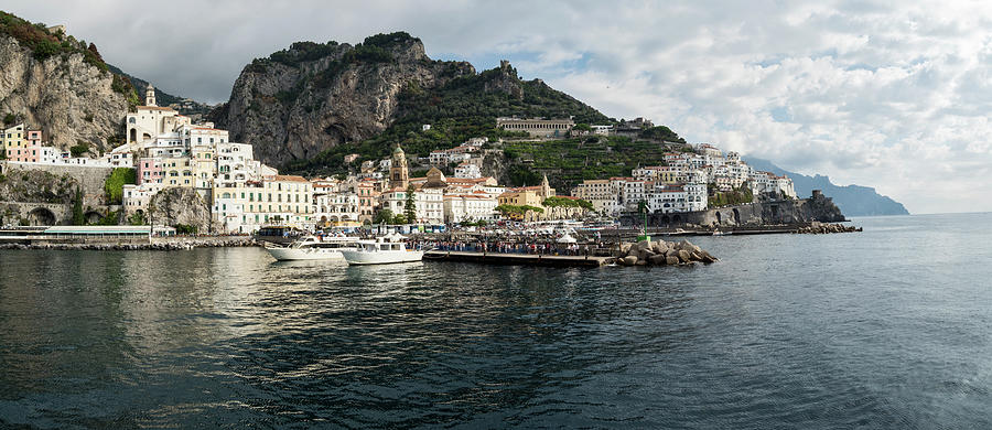 Amalfi Town Seen From Ferry Approaching Photograph by Panoramic Images