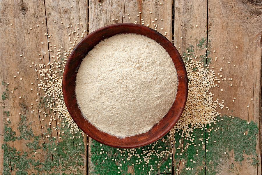 Amaranth Flour In A Wooden Bowl Photograph by Petr Gross