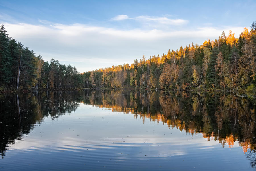 Paradise Photograph - Amazing Autumn Landscape With Lake by Jani Riekkinen