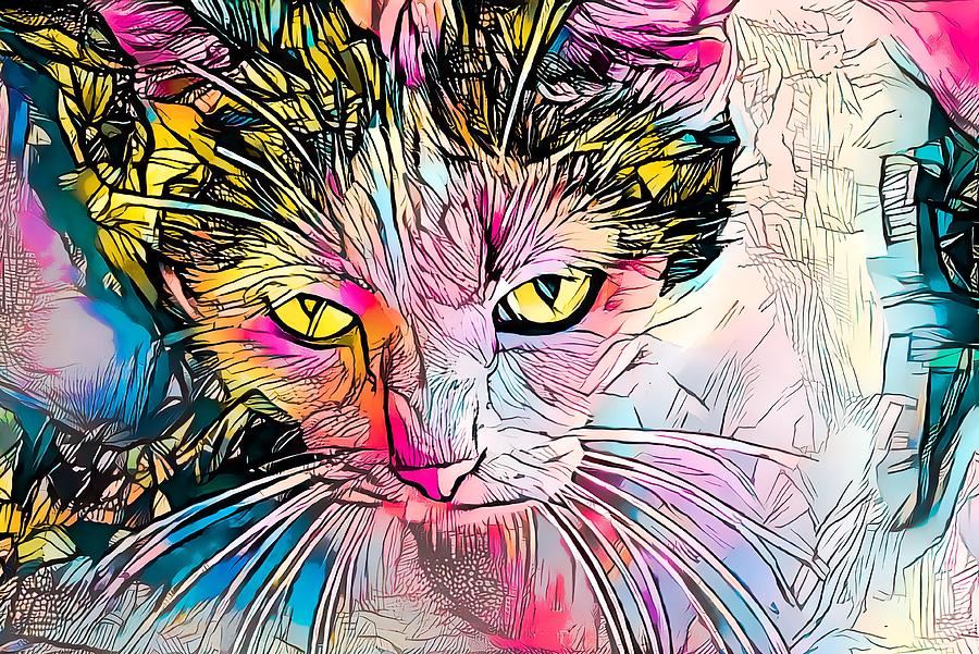 Amazing Coloring Book Cat Gold Eyes Digital Art by Don Northup