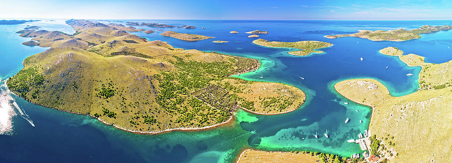 Summer Photograph - Amazing Kornati Islands national park archipelago panoramic aeri by Brch Photography
