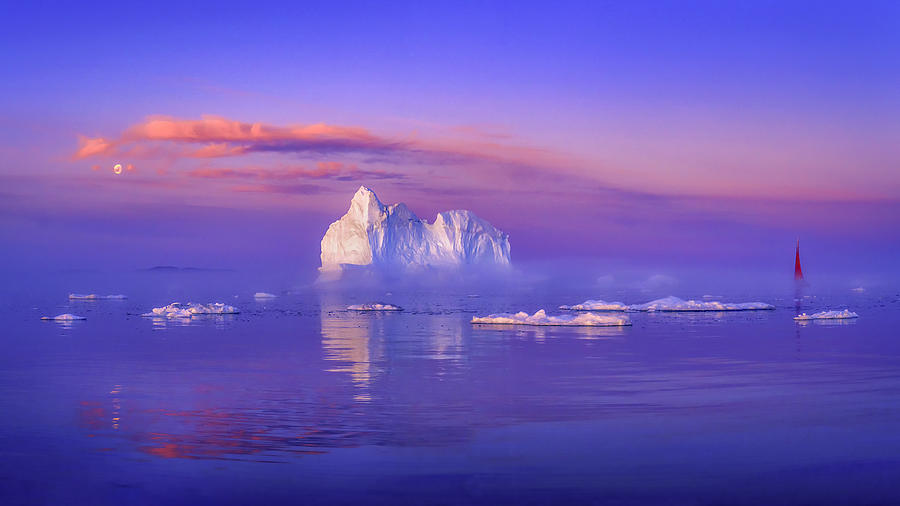 Amazing Midnight Scenery In Ilulissat Greenland Photograph by Raymond Ren Rong Liu