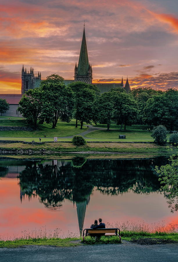 Amazing romantic midnight sunset over Nidelva Nidarosdomen Tro by Aziz Nasuti Amazing romantic midnight sunset over Nidelva Nidarosdomen Tro by Aziz Nasuti