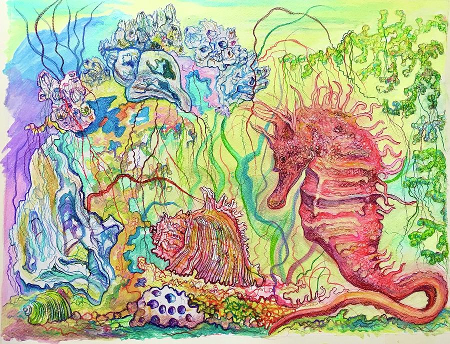 Amazing Seahorse Painting by Kevin Derek Moore