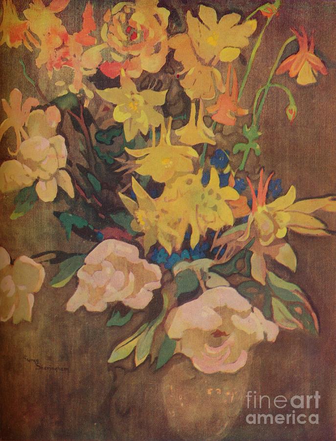 Amber Flowers, C20th Century. Artist Drawing by Print Collector