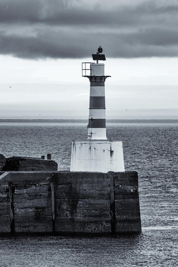 Amble Lighthouse Monochrome Photograph by Jeff Townsend