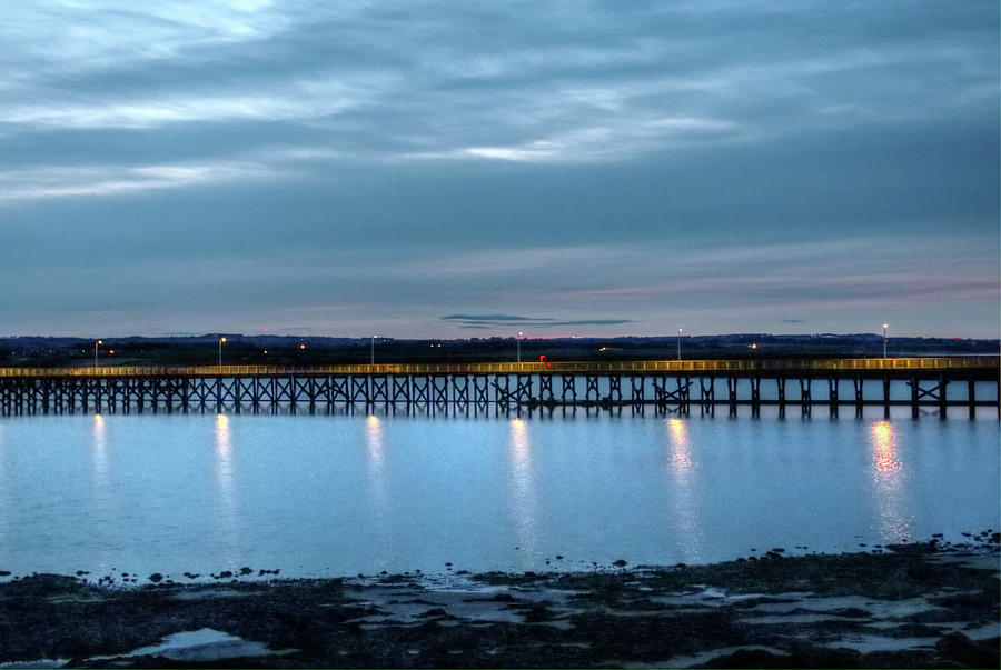 Amble Pier At Night Photograph by Jeff Townsend