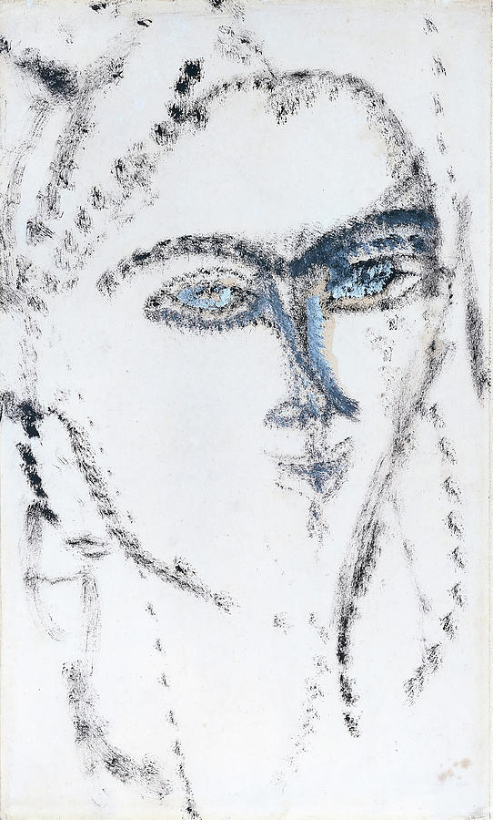 Amedeo Modigliani -Livorno, 1884-Paris, 1920-. Head of a Woman. Kiki? -1915-. Oil on paper. 43 x ... Painting by Amedeo Modigliani -1884-1920-
