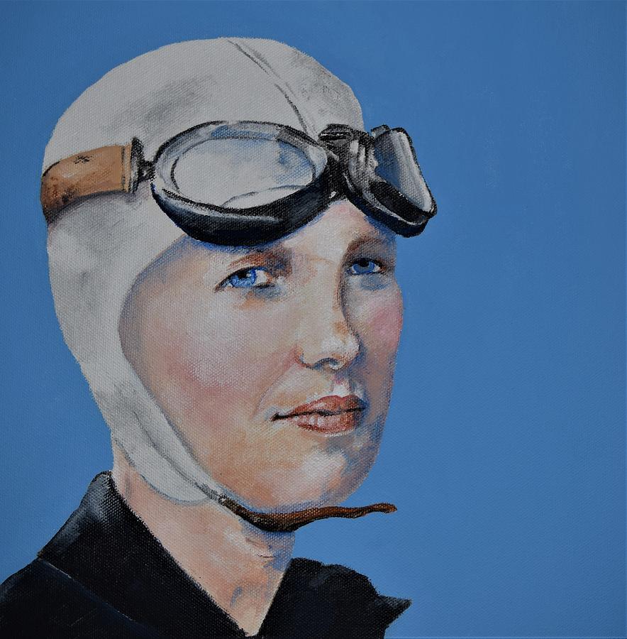 Amelia Earhart Painting by Celene Terry