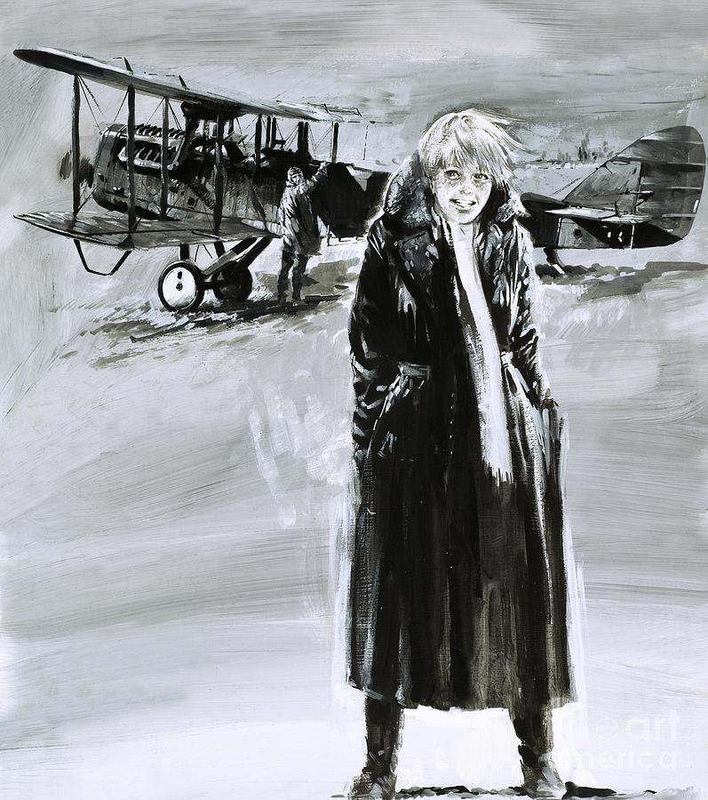 Portrait Painting - Amelia Earhart by Graham Coton
