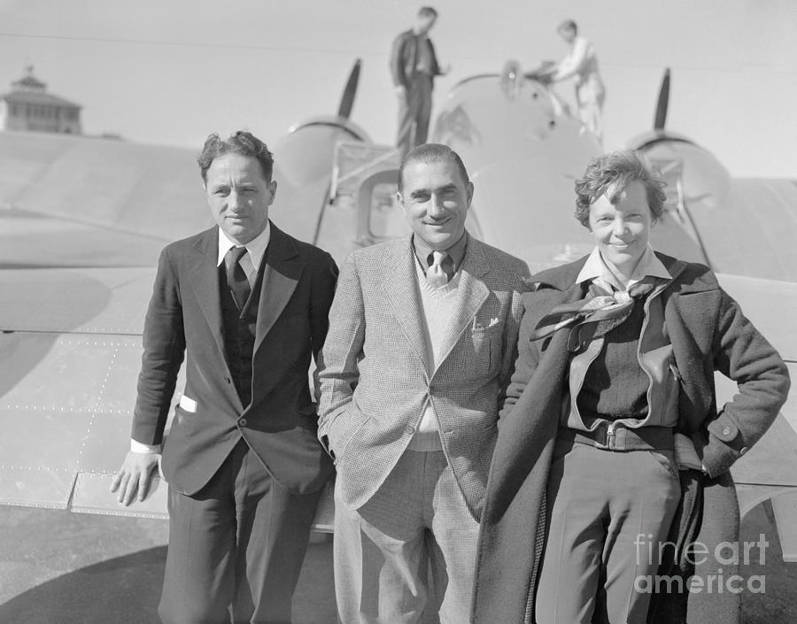 Amelia Earhart, Harry Manning, And Paul Photograph by Bettmann