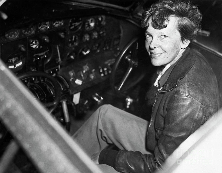 Transportation Photograph - Amelia Earhart In The Cockpit Of An by Bettmann