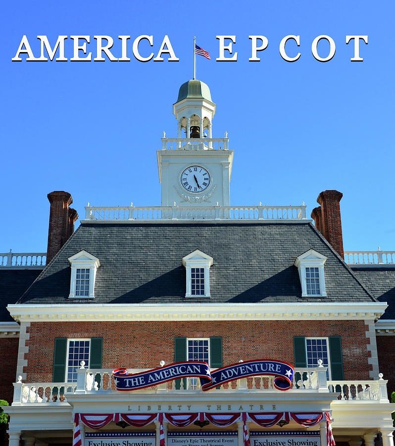 Architecture Photograph - America Epcot poster work A by David Lee Thompson