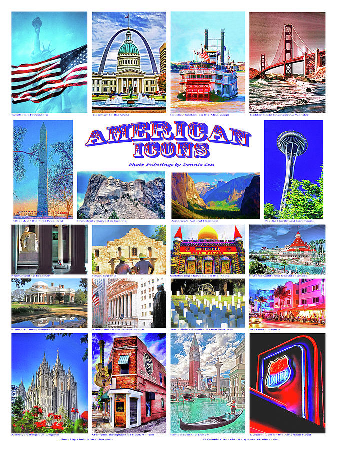 America Icons Travel Poster Photograph