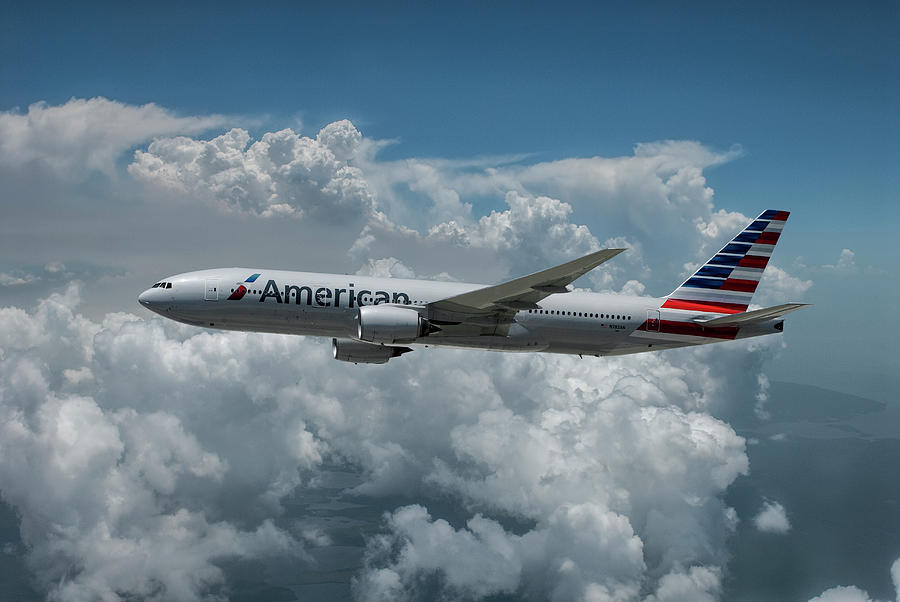 American Airlines Boeing 777-200 Mixed Media by Erik Simonsen