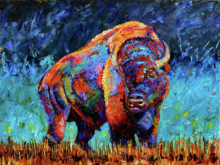 American Bison Painting by Debra Hurd