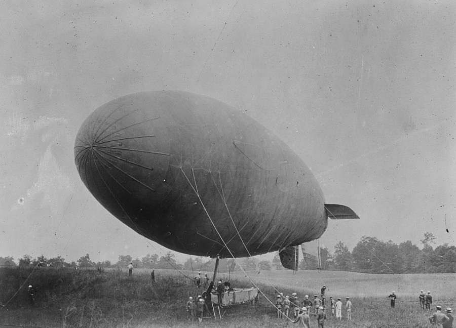 American dirigible, blimp type Painting by 