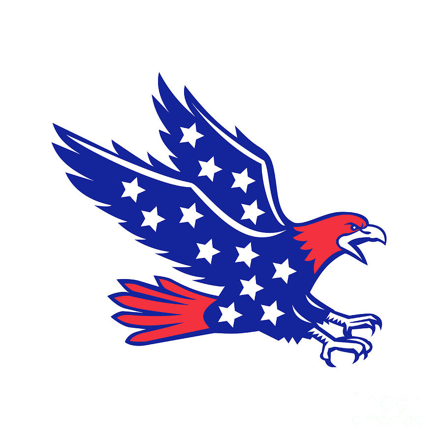 American Eagle Swooping Stars Icon Digital Art by Aloysius Patrimonio ...