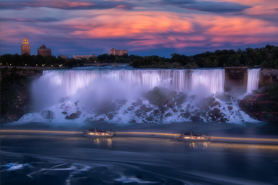 Sunset Photograph - American Falls In The  Sunset by Ken Liang