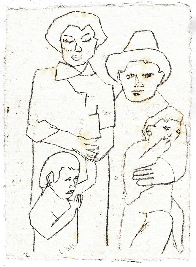 American Family Pencil Drawing by Edgeworth Johnstone
