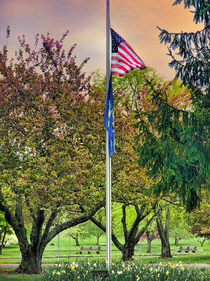 American Flag at Bruce Park in Greenwich Connecticut Photograph by Cordia Murphy