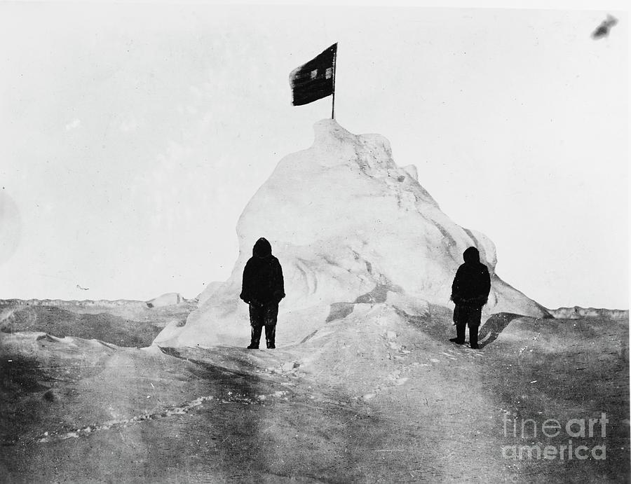 American Flag At The North Pole Planted By Peary Expedition Photograph by Us Navy/science Photo Library