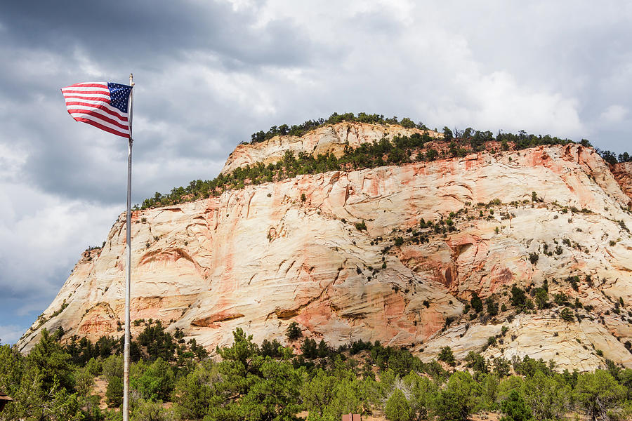 American Flag at Zion National Park  Photograph by Debra Martz