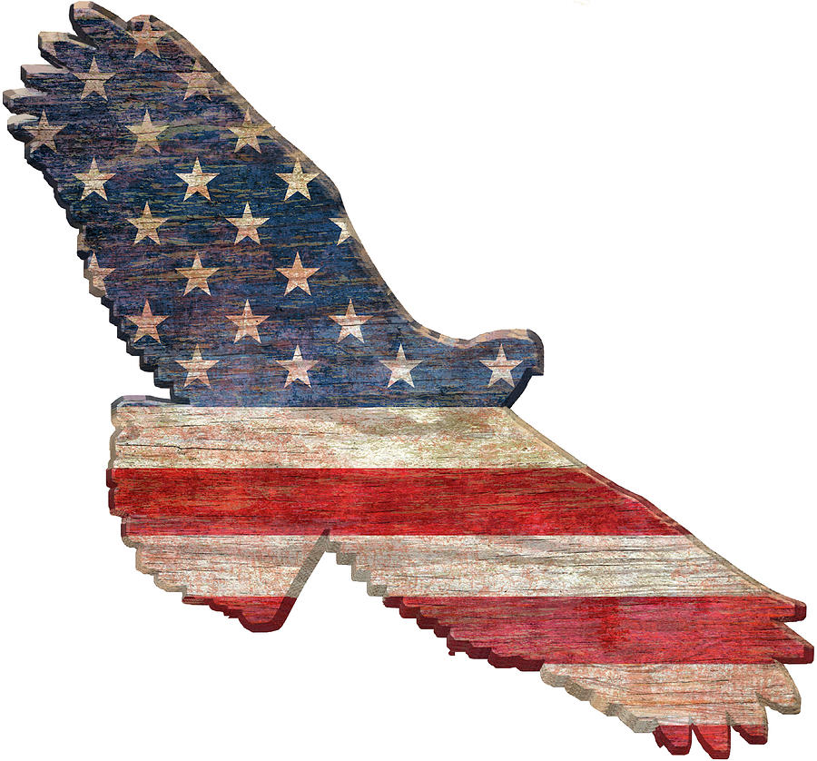 Vintage Digital Art - American Flag Eagle Cut Out Flat by Retroplanet