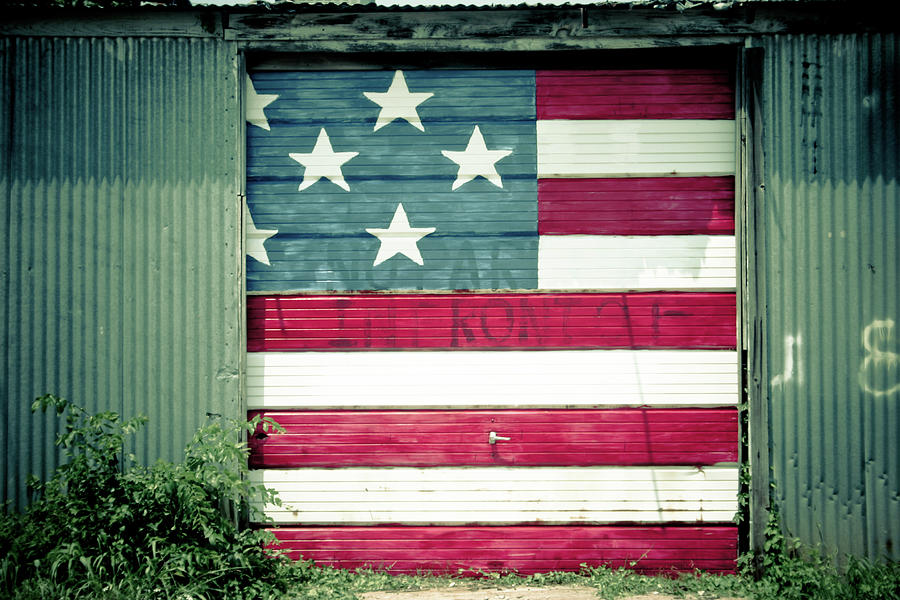 American Flag Garage Door Photograph by Toni Hopper