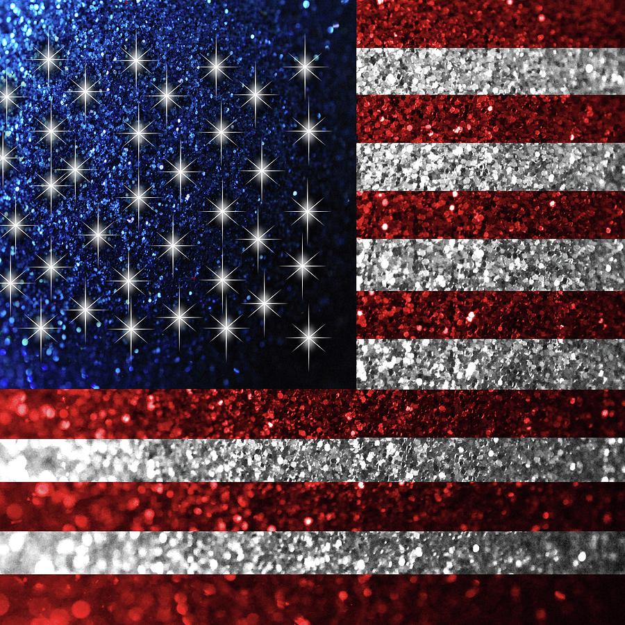 American Flag in Glitter Graphic Digital Art by Cindy Boyd - Pixels
